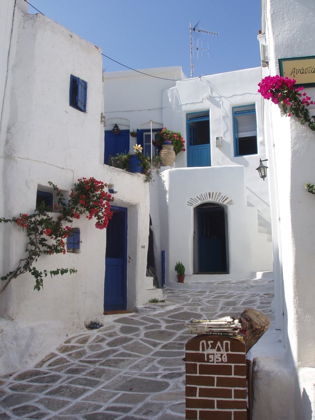 A traditional street in Lefkes, Paros-Greece.