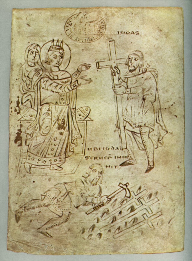 Helena finding the True Cross, Italian manuscript, c. 825