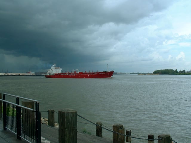A tanker on the Mississippi River in New Orleans
