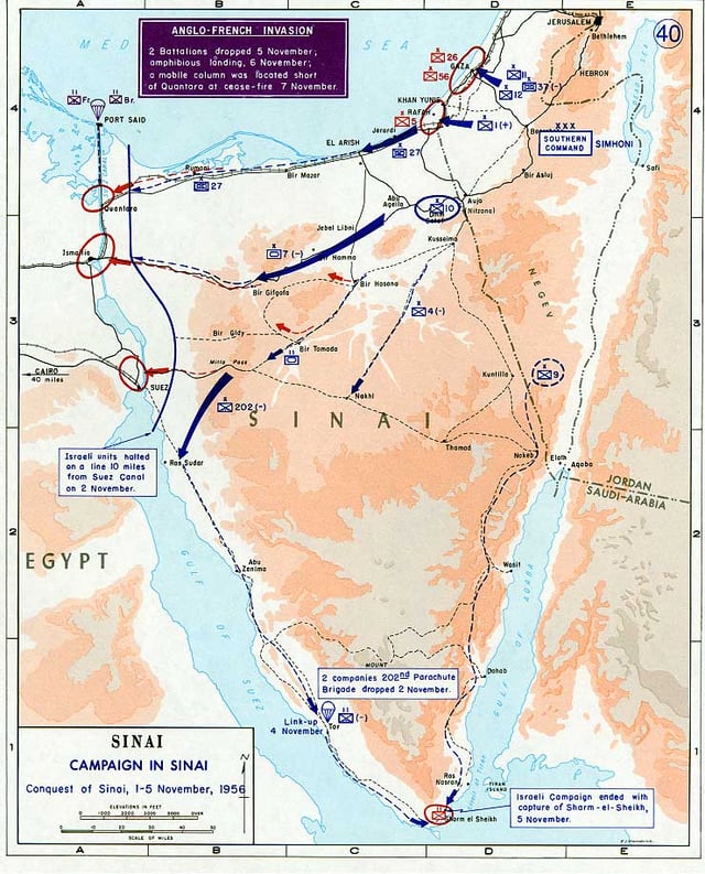 Anglo-French para drops on the Suez Canal and Israeli conquest of Sinai