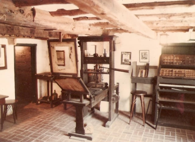 A Gutenberg press replica at the Featherbed Alley Printshop Museum, in Bermuda