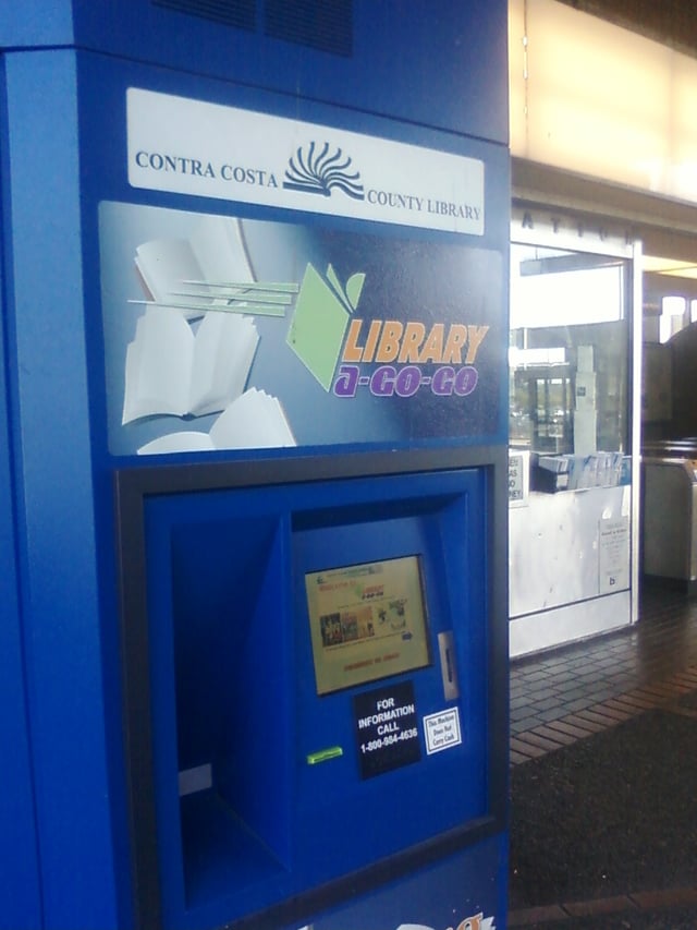 A book vending machine at the del Norte station.