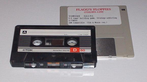 Two forms of magnetic media commonly used in the 1980s and 1990s for video games are cassette and floppy disk