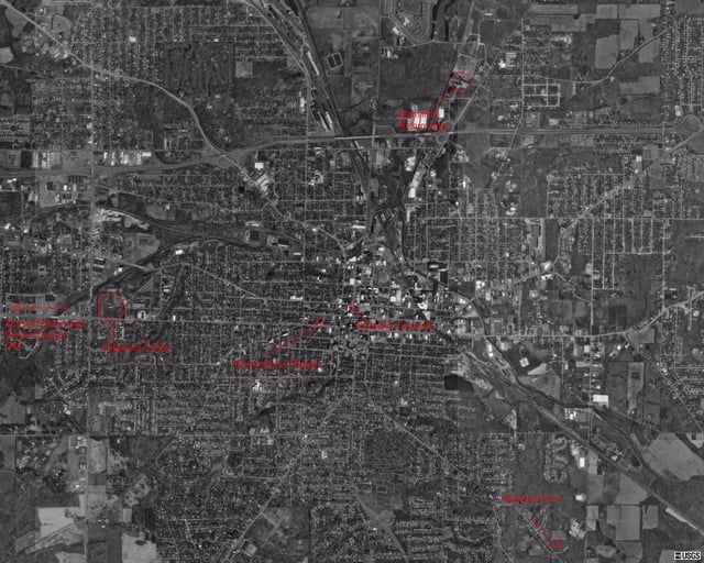 Aerial photo with points of interest
