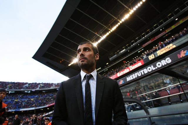 Pep Guardiola managing Barcelona.