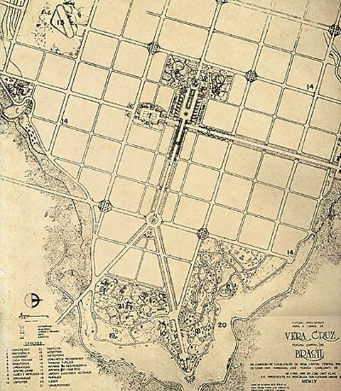 Sketch of the city of Vera Cruz done by the Commission of Location of the New Federal Capital in 1954.