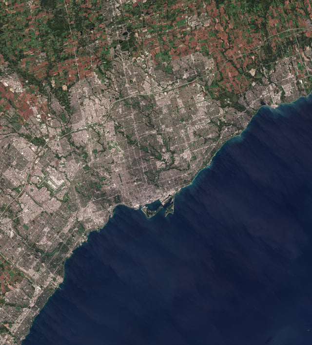 Satellite image of Toronto and surrounding area.
