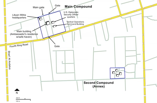 Map of the U.S. mission main compound and annex