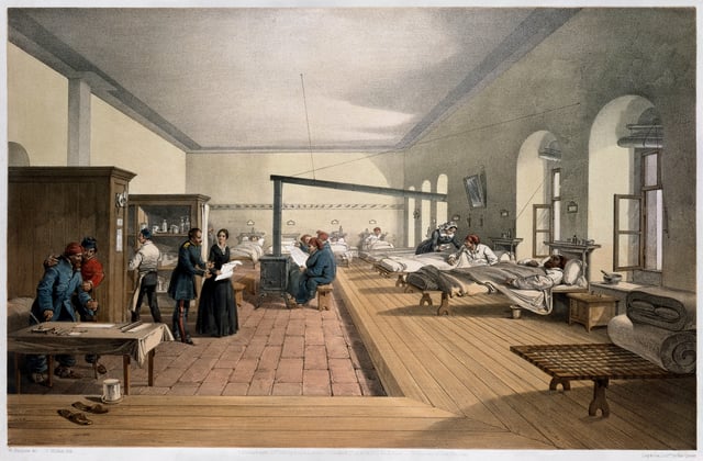 A ward of the hospital at Scutari where Florence Nightingale worked and helped to restructure the modern hospital