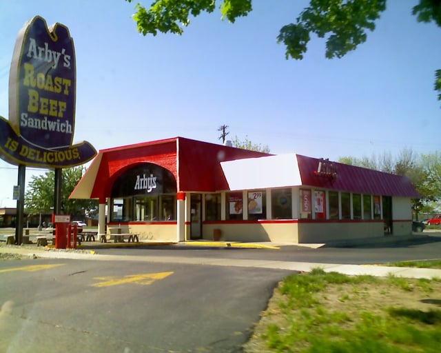 An Arby's restaurant with a vintage sign in Midland, Michigan (2006).