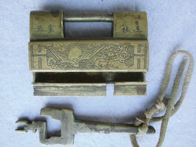 Chinese lock and key from Yunnan Province, early 20th century