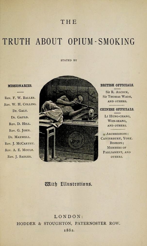 The cover page of the book of The Truth about Opium Smoking