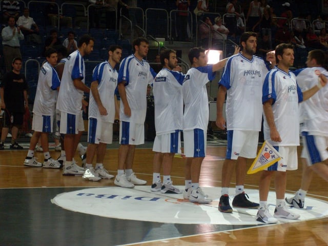 The Greek national basketball team in 2008. Twice European champions (1987 and 2005) and second in the world in 2006