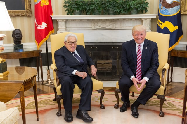 President Donald Trump meeting with Kissinger on May 10, 2017