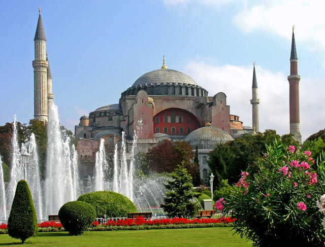 The Hagia Sophia in Istanbul, Turkey, was converted into a mosque after the Ottoman conquest of Constantinople in 1453