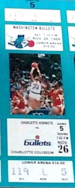 A ticket for a 1988–89 game between the Bullets and the Hornets.