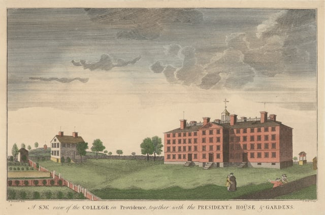 University Hall (right) and president's house, engraving 1792