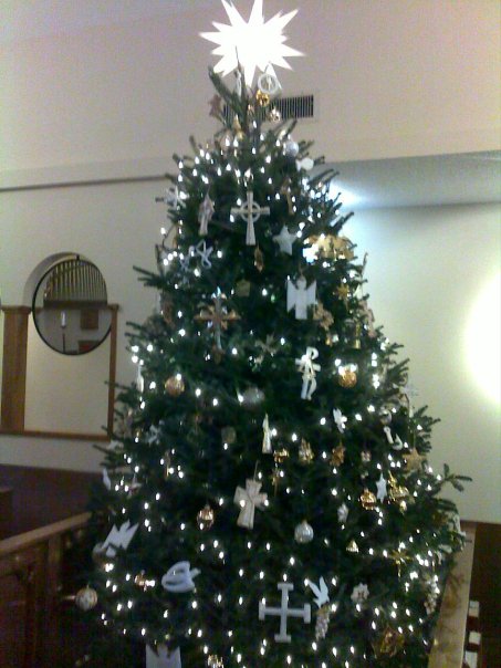 A Chrismon tree in the nave of St. Alban's Anglican Cathedral in Oviedo, Florida
