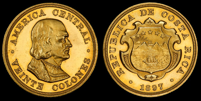 20 colones coin, Costa Rica, 1897