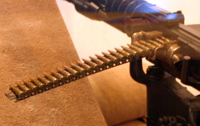 8mm Lebel feed strip on an M1914 Hotchkiss gun