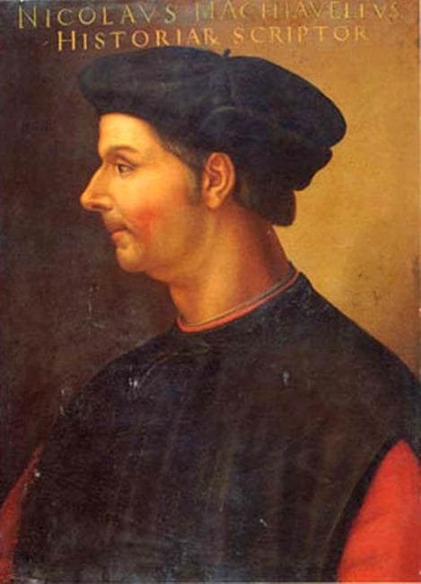 Oil painting of Niccolò Machiavelli by Cristofano dell'Altissimo