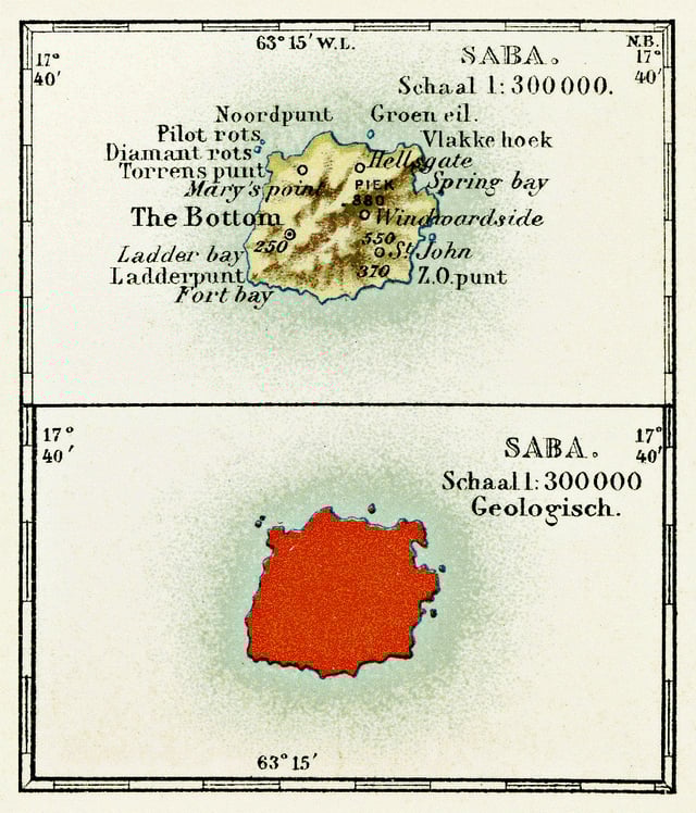 Map of Saba from the Encyclopaedie van Nederlandsch West-Indië 1914-1917