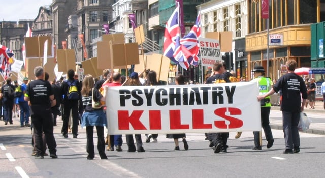 Scientologists on an anti-psychiatry demonstration