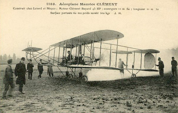 Maurice Clément-Bayard at the controls of the 1910 Clément-Bayard biplane