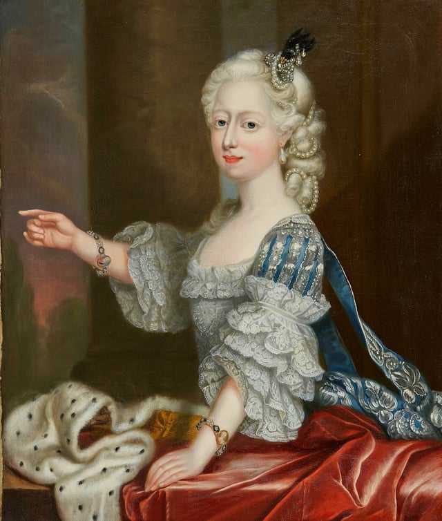 Princess Augusta of Great Britain, his wife, painted c. 1763