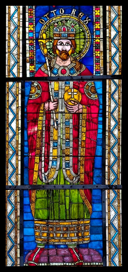 12th-century stained glass depiction of Otto I, Strasbourg Cathedral