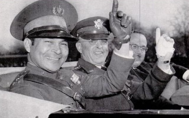 Castro intended to overthrow the presidency of General Fulgencio Batista (left, with U.S. Army Chief of staff Malin Craig, in 1938).