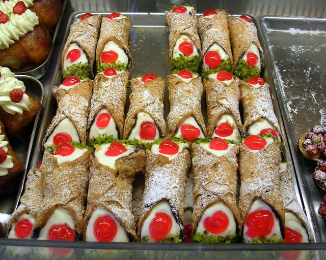 Cannoli, a popular pastry associated with Sicilian cuisine