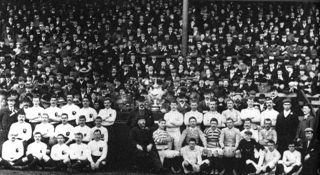 The first ever Challenge Cup Final, 1897: Batley (left) vs St Helens (right)