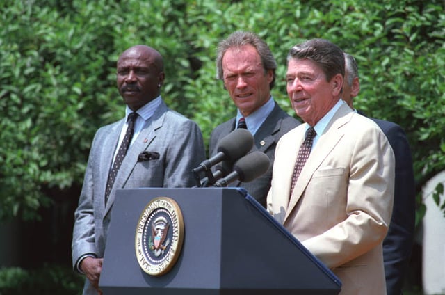 With Louis Gossett Jr. and President Ronald Reagan in July 1987