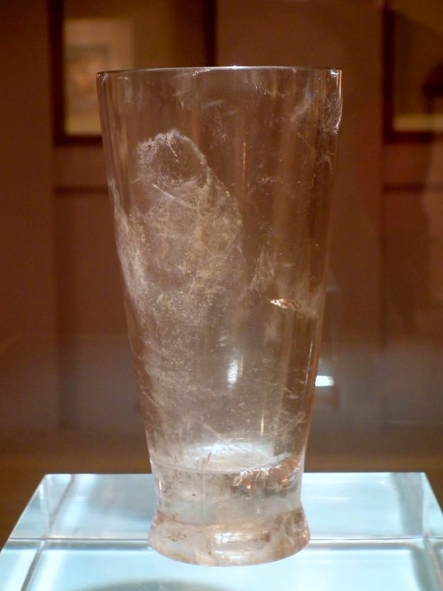A cup carved from crystal, unearthed at Banshan, Hangzhou.
