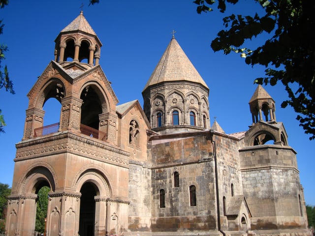 The Etchmiadzin Cathedral, Armenia's Mother Church traditionally dated 303 AD, is considered the oldest cathedral in the world.