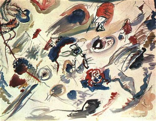 Wassily Kandinsky, untitled (study for Composition VII, Première abstraction), watercolor, 1913