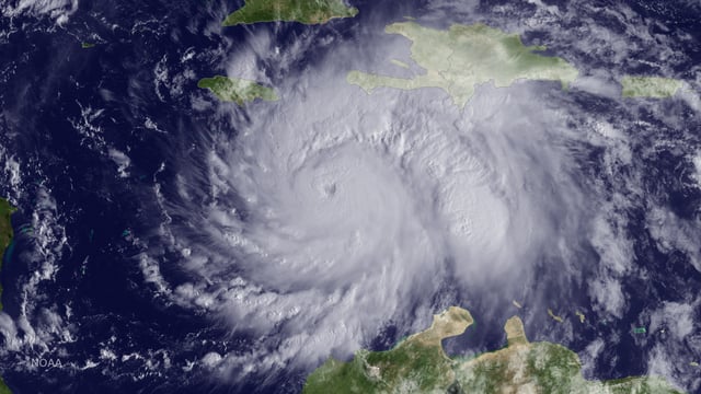 Hurricane Matthew approaching Jamaica, Haiti, and Cuba on October 3