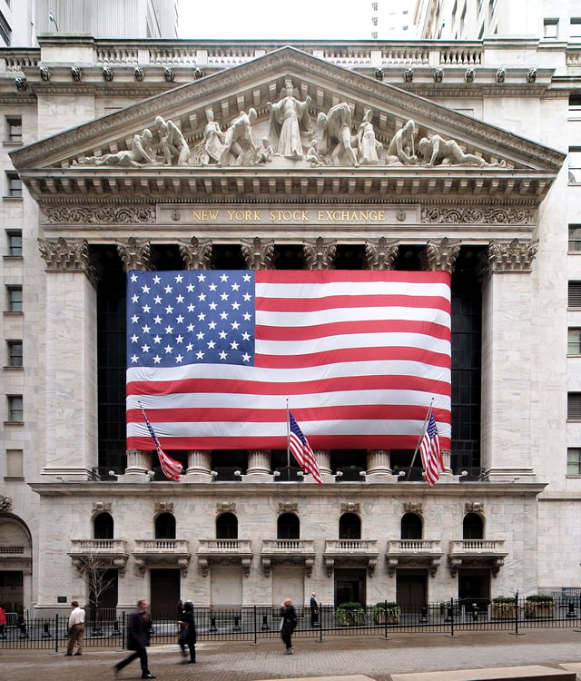 The New York Stock Exchange, the world's largest stock exchange by total market capitalization of its listed companies