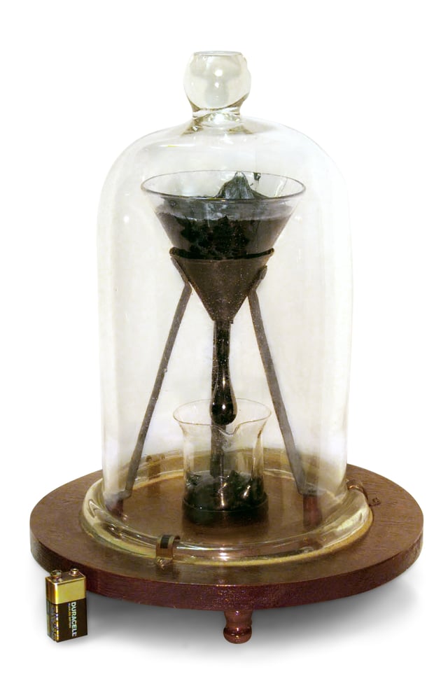 The University of Queensland pitch drop experiment, demonstrating the viscosity of asphalt