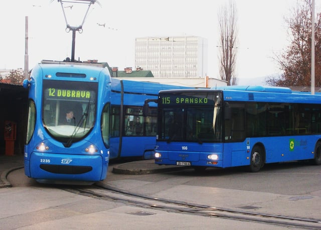 ZET tram and city bus