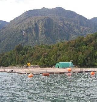 Aquaculture installations in southern Chile
