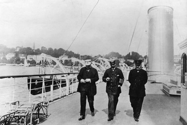 Von Bülow, Emperor Wilhelm II, Rudolf von Valentini (left to right) in 1908
