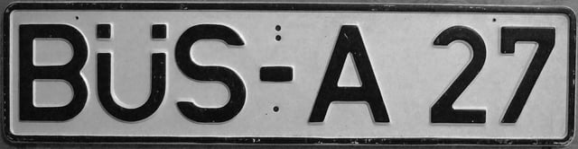 An example of the BÜS license plate