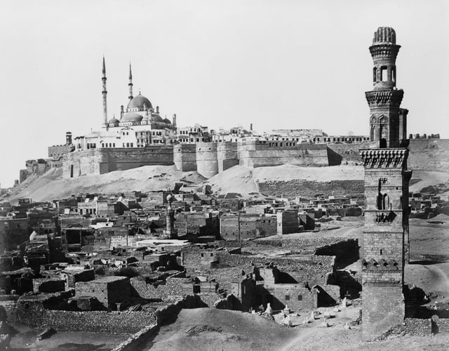 The Cairo Citadel, seen above in the late 19th century, was commissioned by Saladin between 1176 and 1183