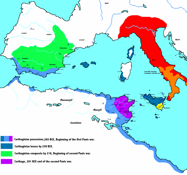 Downfall of the Carthaginian Empire Lost to Rome in the First Punic War (264 – 241 BC) Won after the First Punic War, lost in the Second Punic War Lost in the Second Punic War (218 – 201 BC) Conquered by Rome in the Third Punic War (149 – 146 BC)