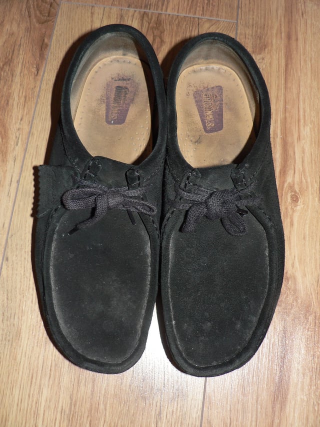 A pair of Clarks Wallabies. This particular pair was used as school shoes