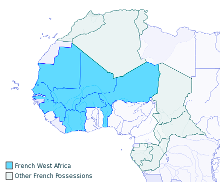 Map of French West Africa, circa 1913