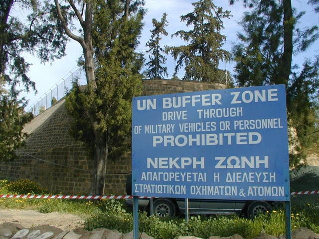 UN Buffer Zone in Cyprus was established in 1974 following the Turkish invasion of Cyprus.