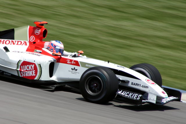 Button behind the wheel for BAR at the 2004 United States Grand Prix.